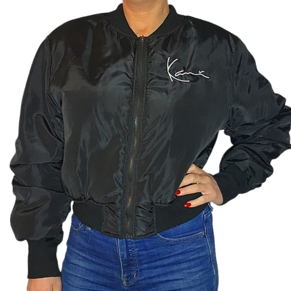 Pretty Little Things Bomber Jacket Black Size 8 Embroidered - Picture 1 of 5